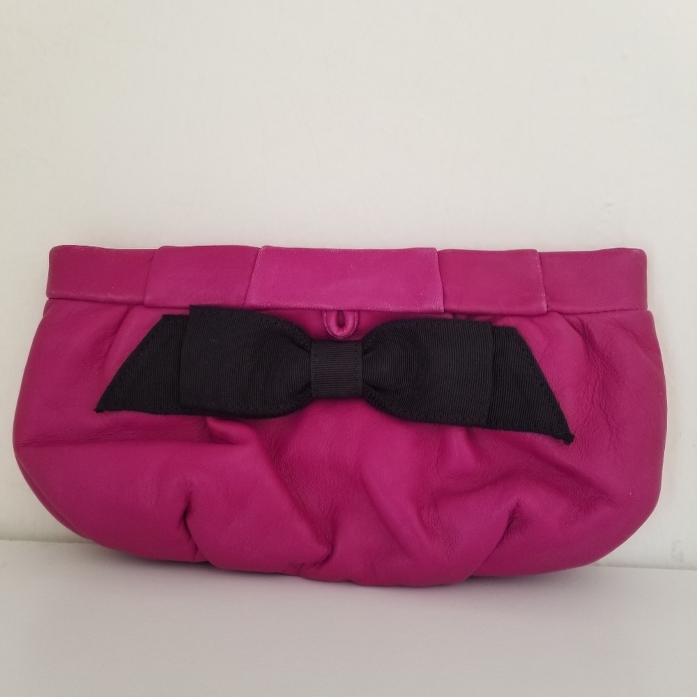 Henri Bendel Bow Leather Clutch